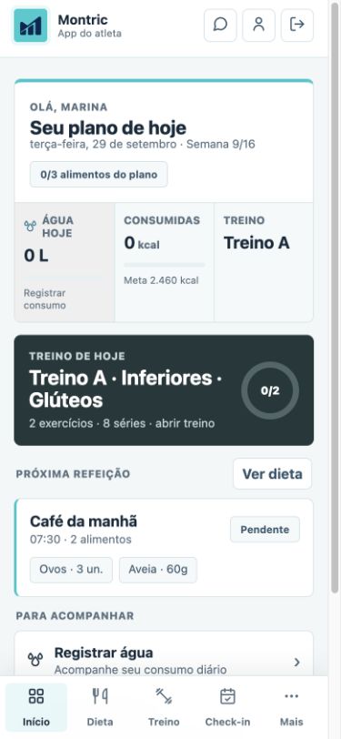 Dashboard real do aluno no Montric